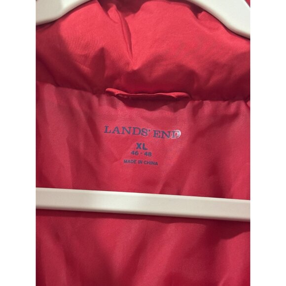 Lands End Red Puffer Vest XL 46-48 Lightweight Polyester  Insulated Down Feather - Picture 2 of 6